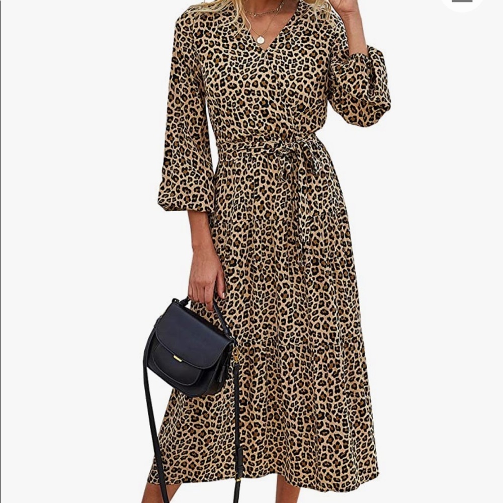 Never worn cheetah midi dress small flowy